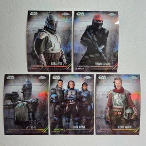 2022 Topps Chrome Star Wars The Mandalorian Armored & Ready Refractor 5 card lot - Picture 1 of 2