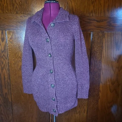 Merona Cardigan Sweater Button Closer Dark Purple Size Med Wool Blend - Image 1 of 4