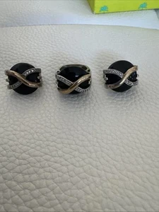 Juego de anillos y pendientes Jeffrey Levin de ónix con cable de oro amarillo y plata de ley de 18 quilates - Imagen 1 de 10