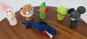 Mixed Lot Finger Puppets Mouse, Shark, Lion, Rabbit, Frog - Picture 1 of 7