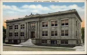 Jackson Tennessee City Hall Building Sunset sin usar 1930 postal de lino - Imagen 1 de 2