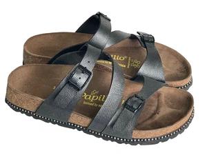 Papillo by Birkenstock Black Brown Sandals Rhinestone Women’s 36 Made In Spain - Picture 1 of 9