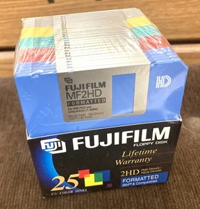 Fujifilm~ Floppy Disk 2HD IBM 3.5” Color Formatted Disks IBM 25-Pack Sealed New - Picture 1 of 3