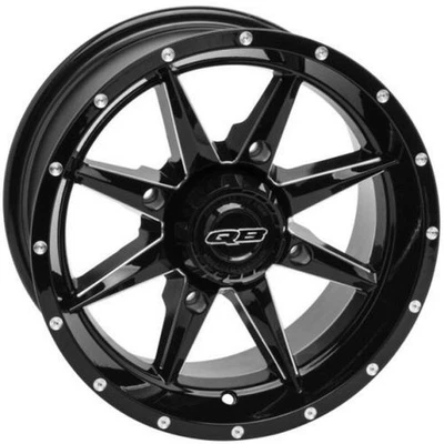 QuadBoss Slicer Wheel - 14x10 - 5+5 Offset - 4/137 - Gloss Black with Machined F - Image 1 of 3