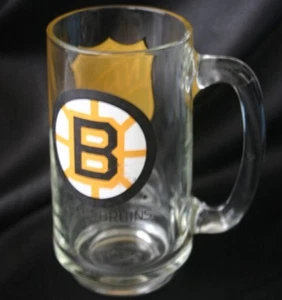 BOSTON BRUINS Shield & Emblem Glass Souvenir Mug - Picture 1 of 3