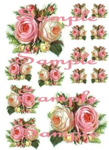 Shabby Roses Colorful Bouquet Waterslide Decals - Picture 1 of 1