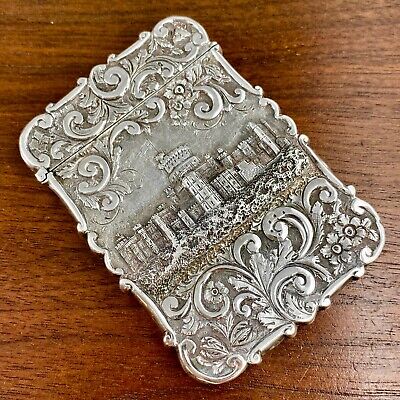 Nathaniel Mills Victorian Sterling Silver Card Case High Relief Windsor Castle • 2,191.52$