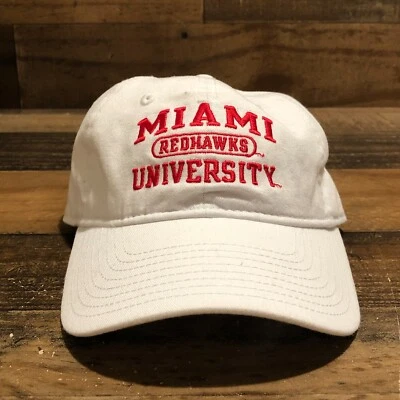 Miami RedHawks Hat Strapback Dad Cap Mens White NCAA Basketball Casual - READ - Image 1 of 4