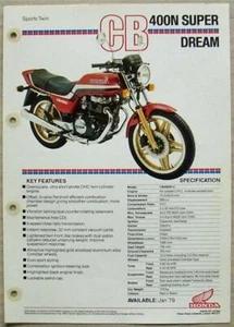 HONDA CB400N SUPER DREAM MOTORCYCLE Sales Specification Leaflet Jan 1979 - Picture 1 of 2