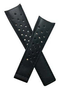 22/18mm BLACK SPORT PERFORATED LEATHER WATCH STRAP BAND to fit TAG Heuer CARRERA - Picture 1 of 1