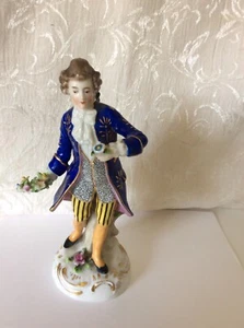 Antique Porcelain Figurine "MAN WITH FLOWERS"  Gold Anchor Marked - Picture 1 of 8