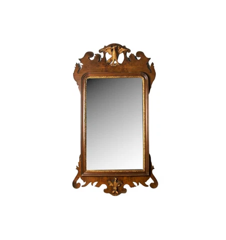 Georgian Wooden Fret Mirror With Ho Ho Bird Cover