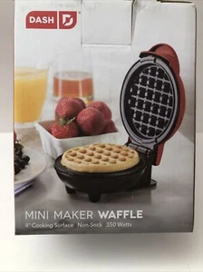 Dash Mini 4" Waffeleisen Antihaftbeschichtet 350 Watt Rot Brandneu! - Bild 1 von 7