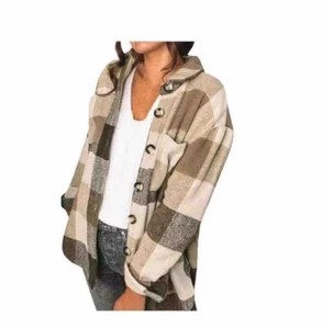 Beaully Women'S Flannel Plaid Shacket Long Sleeve Button down Shirts Jacket Coat - Picture 1 of 9