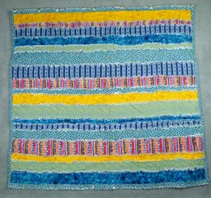 Small Handmade Colorful Striped Quilt 40" x 37" by Linda Witanowski - Picture 1 of 15