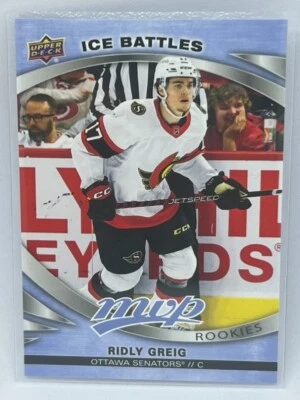 Ridly Greig Rookie Ice Battles 2023-24 Upper Deck MVP Hockey # 233 - Image 1 of 2