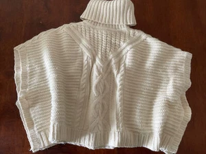 Gap Girls Turtleneck Cable Knit Poncho Cape Off-White * Size 8 - Picture 1 of 4