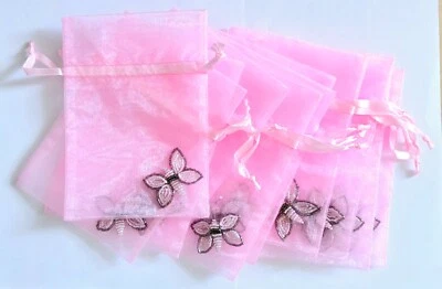 Sheer Ribbon Bags Butterfly PINK Gift Bag Candy Wedding Favor 5*7" 24 pcs - Image 1 of 4
