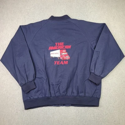 Jaqueta Bombardeiro Masculina Vintage Martin's American Flyer 2XL Azul Grande Bordado Roupa de Trabalho - Imagem 1 de 4
