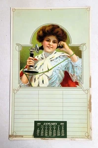 1915 CALENDAR – SALESMAN'S SAMPLE WOMAN WITH TELEPHONE - Picture 1 of 7