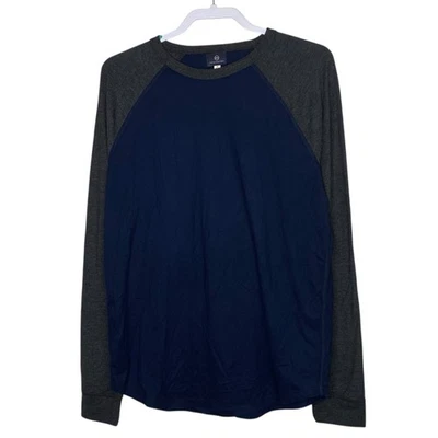 Camiseta Masculina AG Adriano Goldschmied M Azul Liam Raglan Gola Redonda Manga Longa NOVA - Imagem 1 de 4