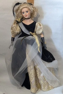 Große Vintage Knightsbridge Collection Porzellan Puppe auf Ständer 56 cm hoch - Bild 1 von 6