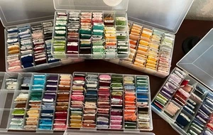 Lot of 350+ Embroidery Floss Thread all Carded in 6 Organizer Caddy Boxes - Picture 1 of 7