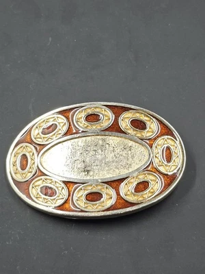 Vintage Enamel Rope Design Womens Belt Buckle, 3.5" X 2.25" - Image 1 of 4