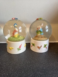 Rare Beatrix Potter Peter Rabbit And Jemima Puddle-duck Snow globe A9223 A9224 - Picture 1 of 10