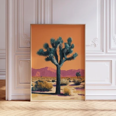 Póster del Parque Nacional Joshua Tree - Impresión de arte de pared de paisaje del desierto vintage Foto 1 de 4