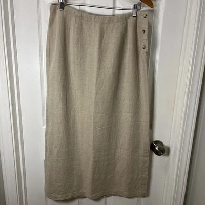 Falda Eddie Bauer para mujer talla 14 beige plana 100 % lino ligera abertura de verano Foto 1 de 4