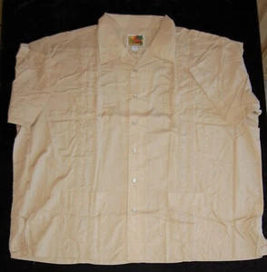 NEW Vintage Genuine Guayabera Shirt Haband Tan Beige Embroidered Size 3XL #37 - Picture 1 of 4