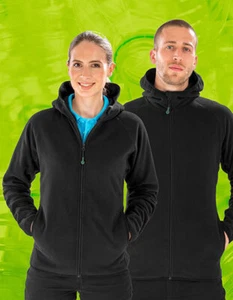 Herren Fleecejacke mit Kapuze Recycled Microfleece Jacke Schwarz Regular XS- 3XL - Bild 1 von 6