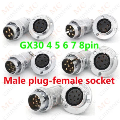 GX30 Aviation Plug 4 5 6 7 8 Pin 30mm Metal Male+Female Panel Cable Connector - Image 1 of 4