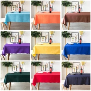 Plain Polyester Table Cloth Banquet Wedding Hotel Table Cover Cloth Rectangular - Picture 1 of 28
