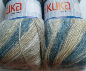 2 x 100g Soft Angora Yarn. Blue/Beige/Grey/Cream. Knit/crochet/Weave - Picture 1 of 12