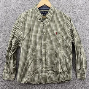 US Polo Assn Mens XL Green Plaid Flannel Long Sleeve Button Front Casual Shirt - Picture 1 of 7