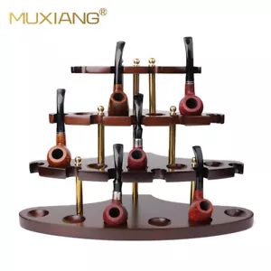 Handmade Wooden Tobacco Pipe Stand Rack Display for 15 Smoking Pipe Black Walnut - Picture 1 of 10