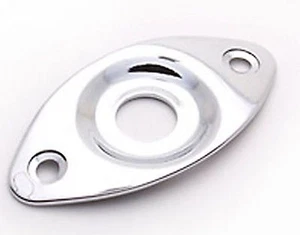 Electric Guitar Jack Socket Plate, Oval, Metal, Chrome, + NEW, FREE POSTAGE - Picture 1 of 3