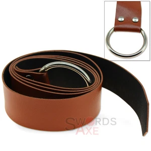 Cintura Costume Medievale Acciaio Anticato Anello Cravatta Regolabile Ecopelle Marrone - Foto 1 di 3