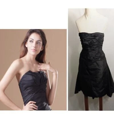 SILK Rickie Freeman  Teri Jon Mini Strapless Sz 2 Black Off-the-Shoulder Glam  - Image 1 of 4
