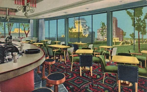 SAULT STE MARIE MI MICHIGAN INTERIOR LOUNGE HOTEL OJIBWAY LINEN POSTCARD 090824 - Picture 1 of 2
