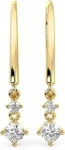 Pendientes colgantes de gancho de diamantes de oro 10K cultivados en laboratorio 3/8CTW - Imagen 1 de 9