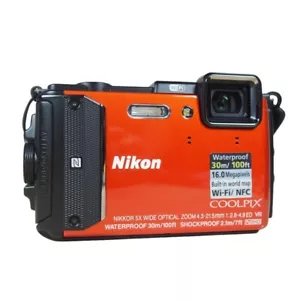 Nikon Coolpix AW130 16.0MP Digital Camera Bundle Orange W/Charger + Battery A+++ - Picture 1 of 9