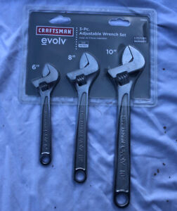 Brand New Craftsman 3 Piece Adjustable Wrench Set 6, 8, 10 inch length Unopened
