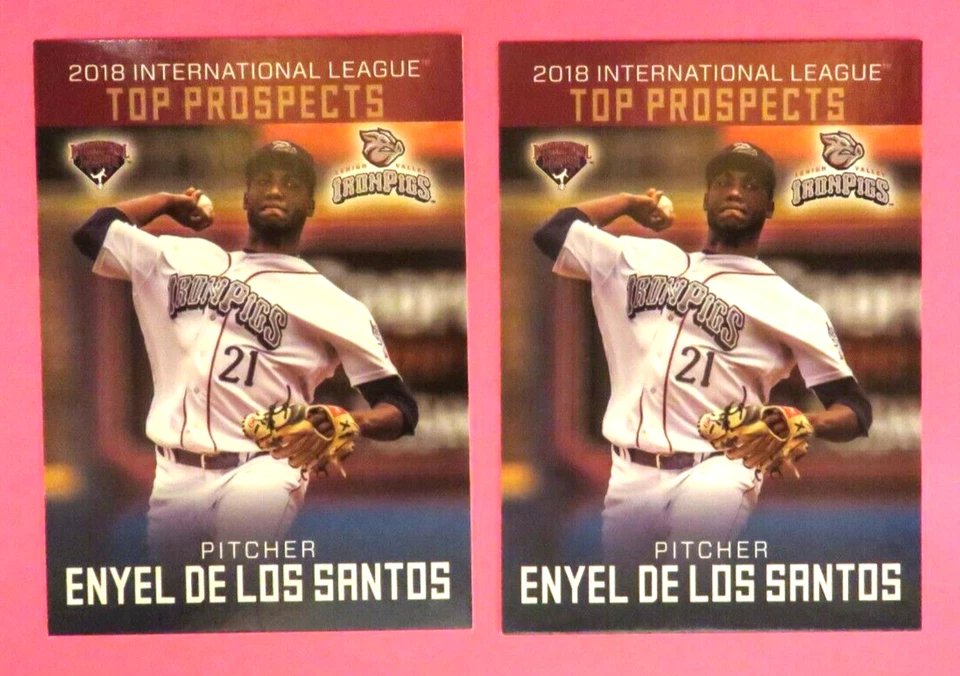 2 - 2018 Choice, IL T/P, Lehigh Valley IronPigs - ENYEL DE LOS SANTOS- Dom. Rep. - Image 1 of 1
