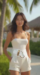 Women White Elastic Band Waist Hip Wide Casual Dressy Belt Gold Hook Buckle S M - Picture 1 of 23