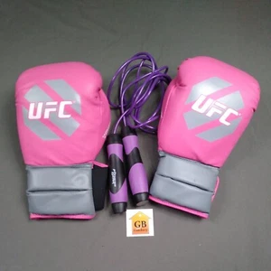 2014 UFC Guantes de Boxeo Rosa Para Mujer 10 OZ + Equipo de Fitness Cuerda de Salto - Imagen 1 de 5