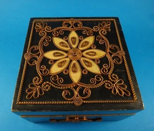 Sowjetische Vintage Holz Schmuckschatulle Blumen - Bild 1 von 11