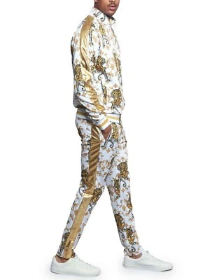 Conjunto de 2 trajes de chándal con estampado de tigre con acento dorado para hombre - ST556EY-G1C Foto 1 de 2